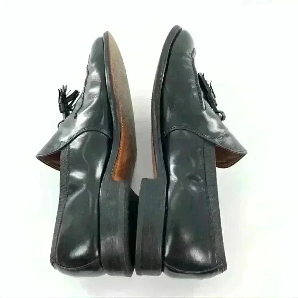 Allen Edmonds Ethan size 9.5 black leather vintage 90s slip on tassel loafers